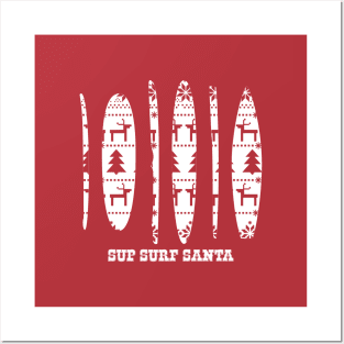 SUP Surf Santa Christmas Posters and Art